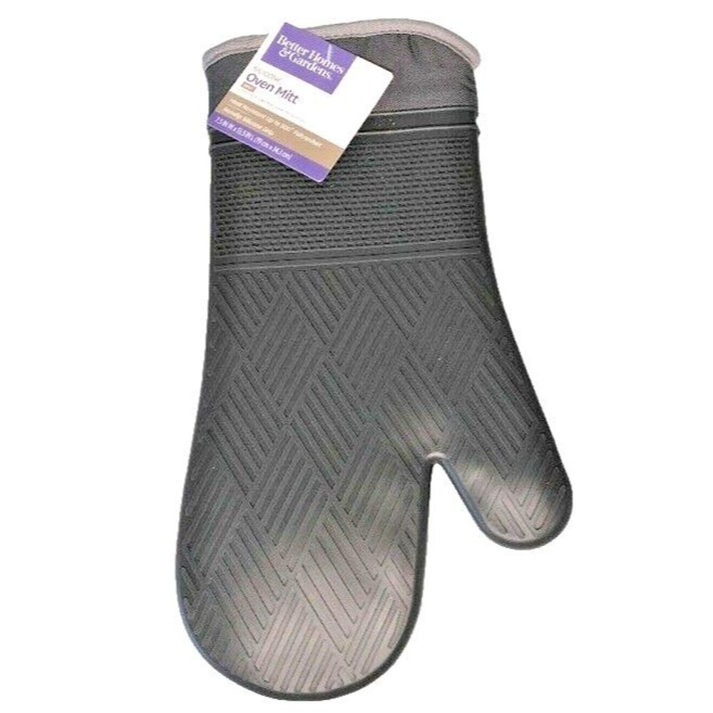 Better Homes & Gardens Kitchen Oven Mitts Set of 2 Grey Silicone Texturized